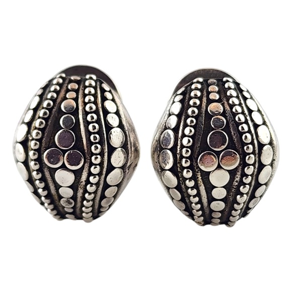 John Hardy Sterling Silver Buddha Belly Dot Earrings Omega Backs #18410 - Picture 1 of 8